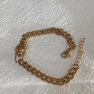 Chic Gold Tone Snake Chain Bracelet sz 7 with extender